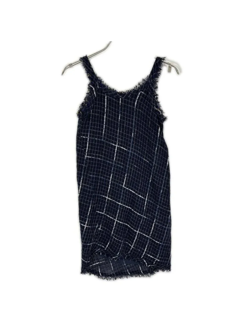 Chanel Navy Check Tweed Cami Dress 34